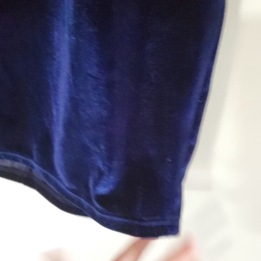 Lucy In The Sky Blue Velvet Mini Dress Lace Up Tulip Dress In Midnight Size Med - Picture 7 of 9